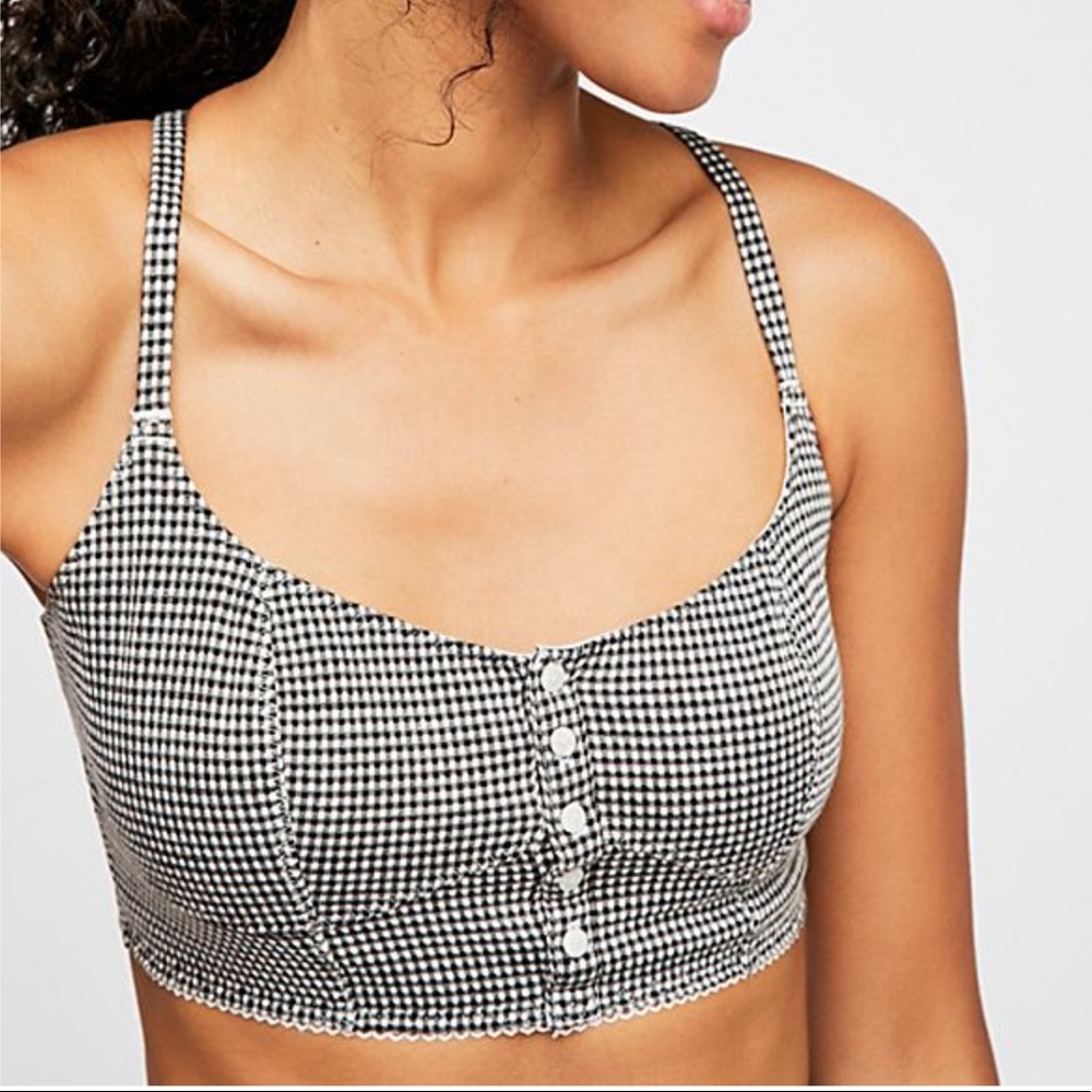 FREE PEOPLE Delilah Gingham Soft Bra Bralette Top - Picture 3 of 8